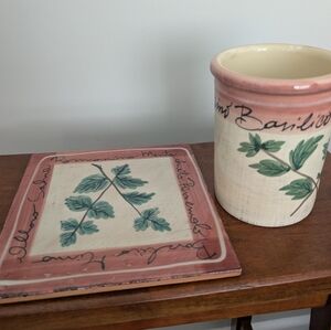 Marco E Cristina Italian Trivet And Utensil Holder 2 Piece Set